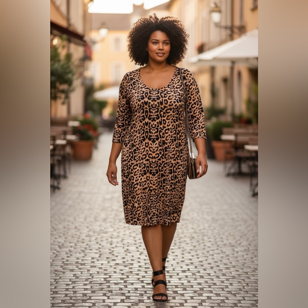 Scoop Neck Dress 3/4 length sleeves Bodycon Mini